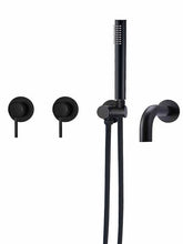 Bathtub Faucet,Brass Painted Finishes Black Split Bathtub Faucet with Hand-held Water Outlet and Wall Entry